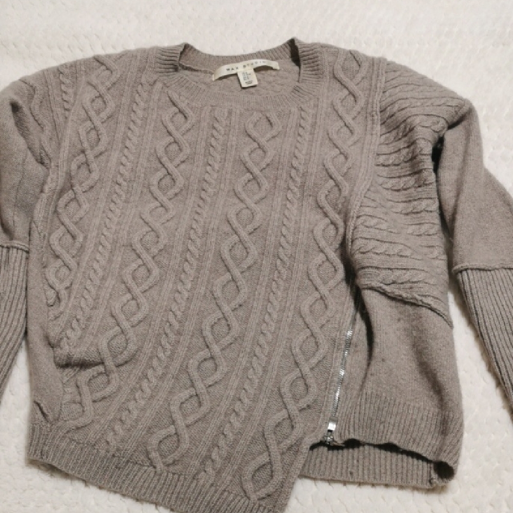Max Studio Taupe Wool Knit Sweater